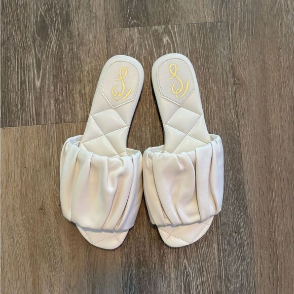 NewSam Edelman Briar Leather Cream Women's Slide Sandals Sz 9 - Picture 1 of 6